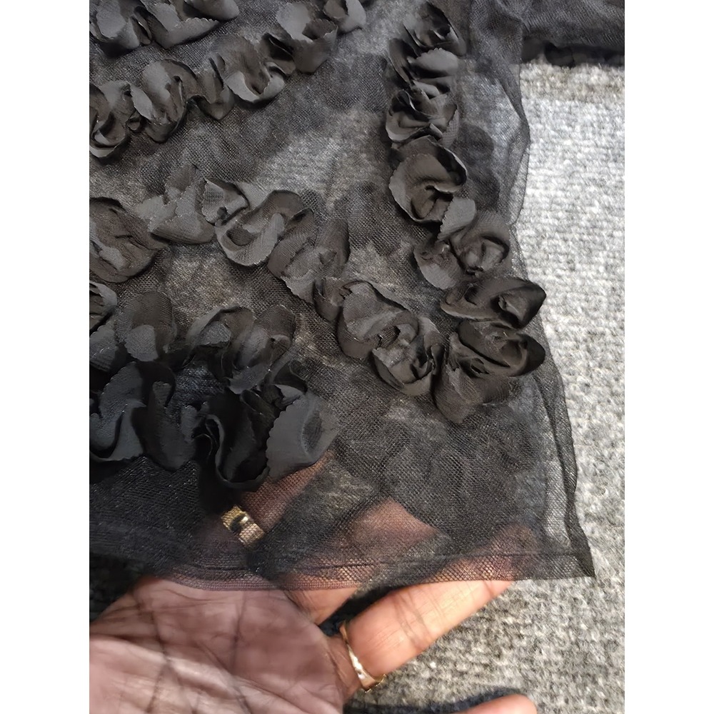 Zara Black 3D Floral Rosette Sheer Mesh Top Size S NWOT - Picture 6 of 8
